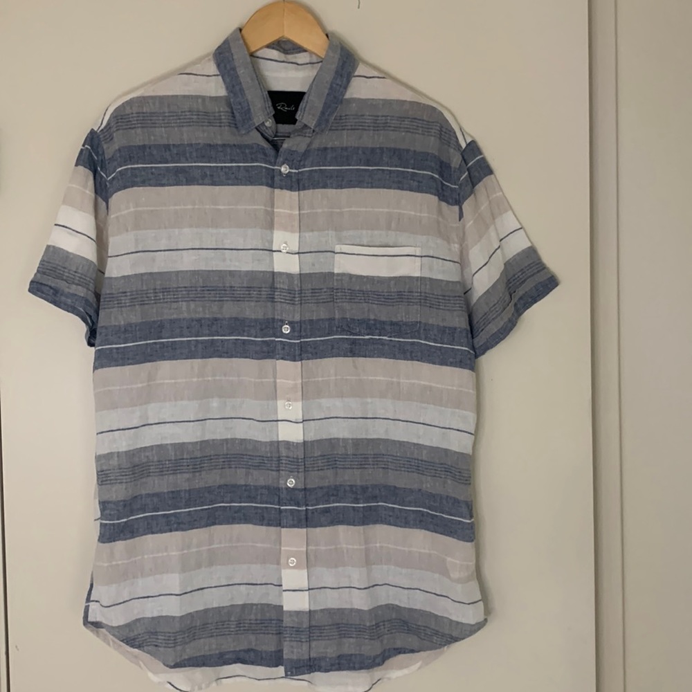 Rails Carson Natural Navy Stripe Button Up Shirt … - image 1